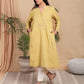 Mustard Hand Embroidered Cotton Kurta