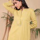 Mustard Hand Embroidered Cotton Kurta