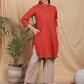 Red Cotton Hand embroidered kurta