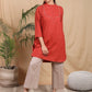 Red Cotton Hand embroidered kurta