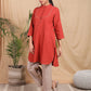 Red Cotton Hand embroidered kurta