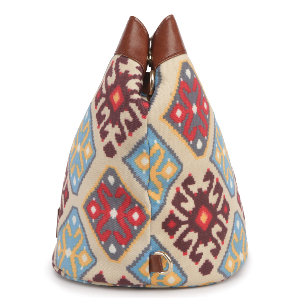 Multicolor canvas bucket bag