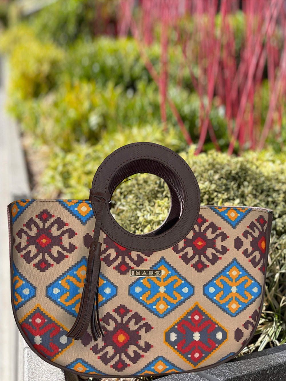 Blue & Yellow Leather Basket bag