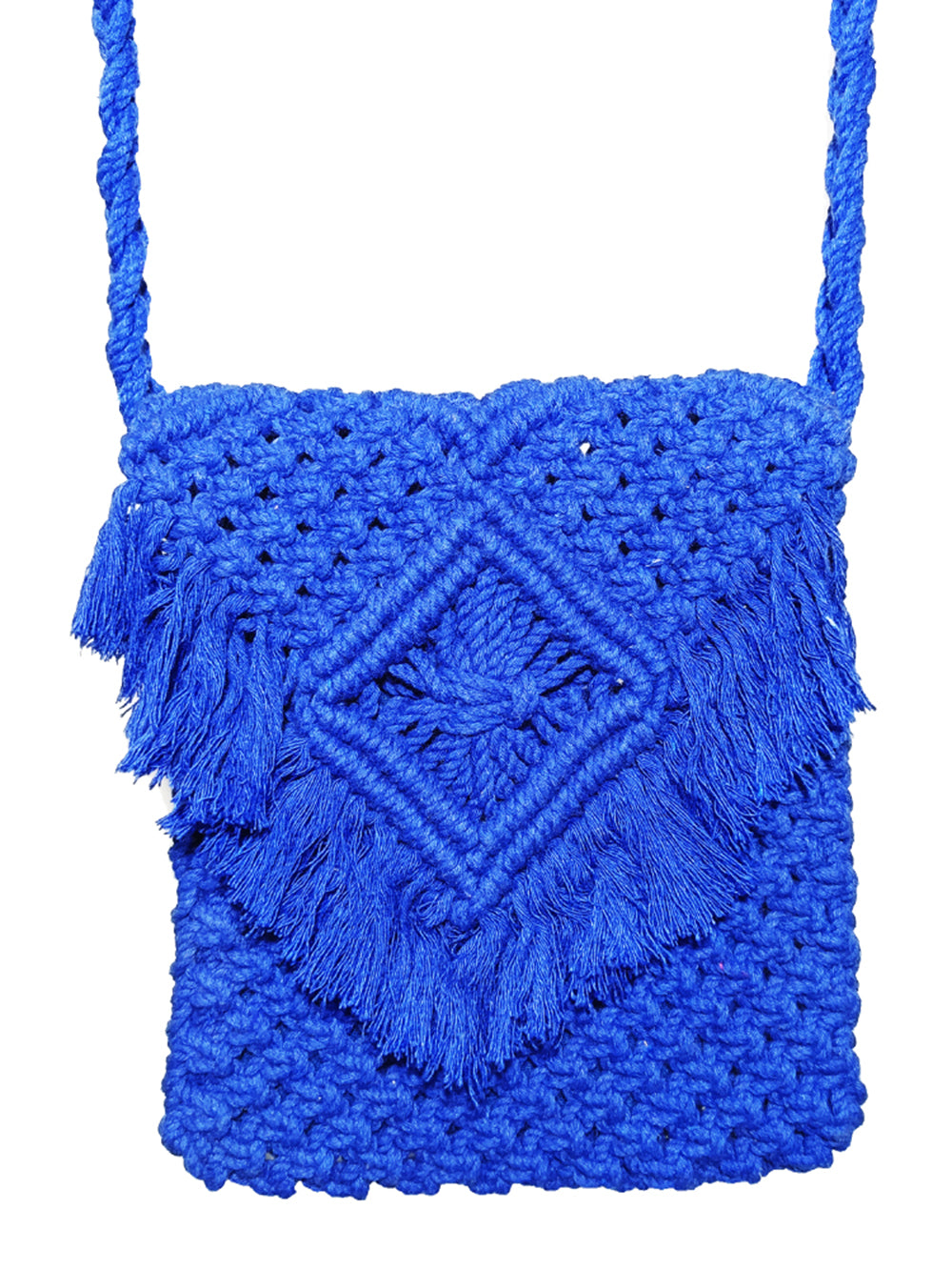 Blue Macrame Yarn Sling bag