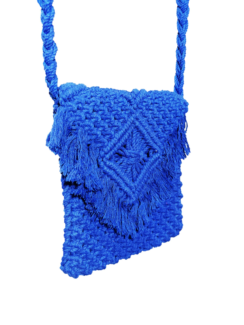 Blue Macrame Yarn Sling bag