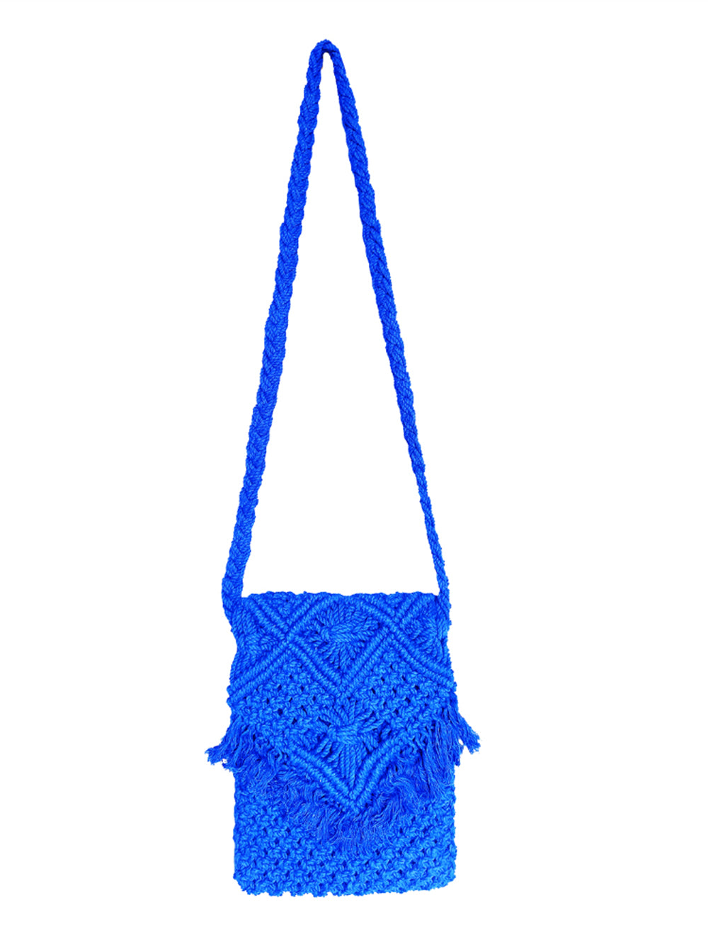 Blue Macrame Yarn Sling bag