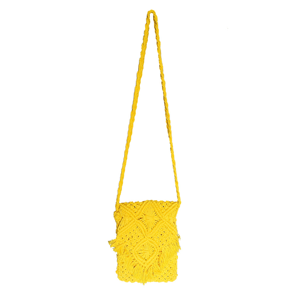 Yellow Macrame Yarn Sling bag