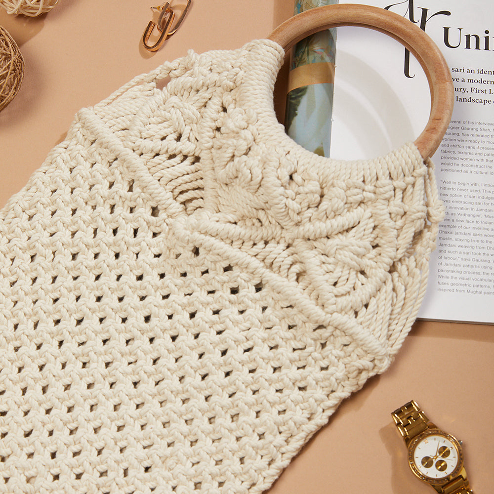 White Macrame Yarn Tote bag