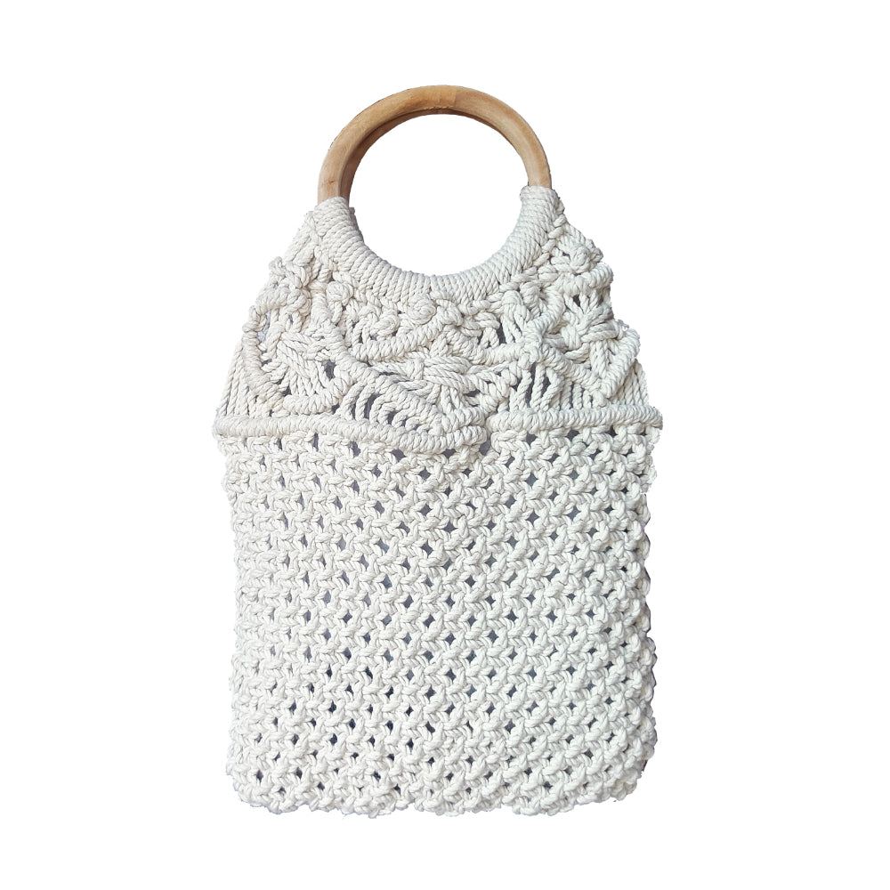 White Macrame Yarn Tote bag