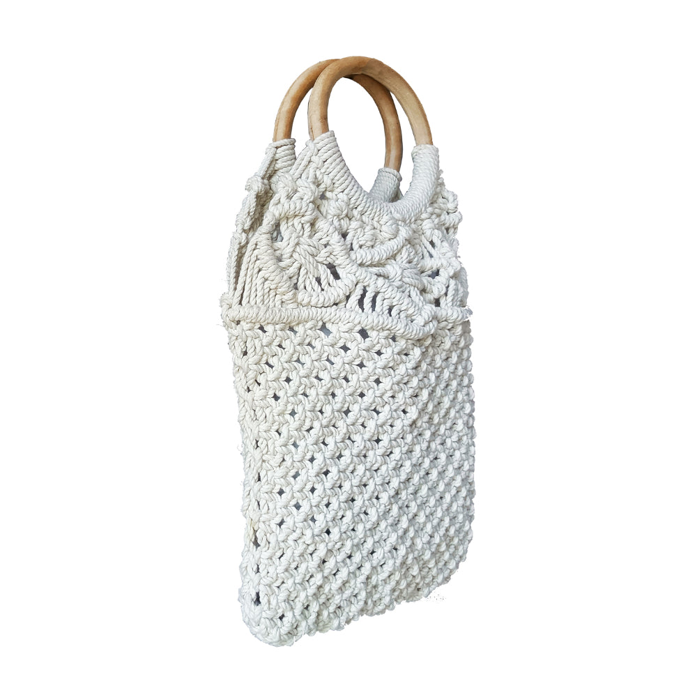 White Macrame Yarn Tote bag