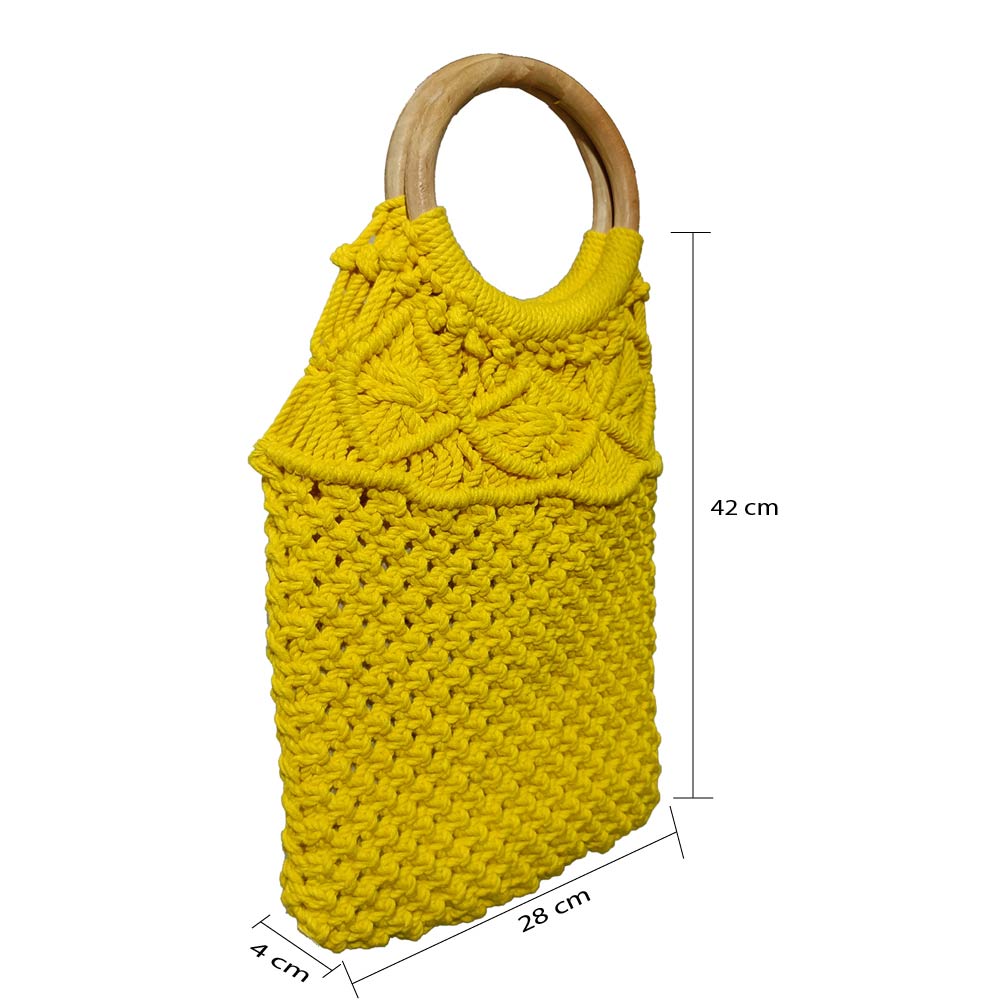 Yellow Macrame Yarn Tote bag