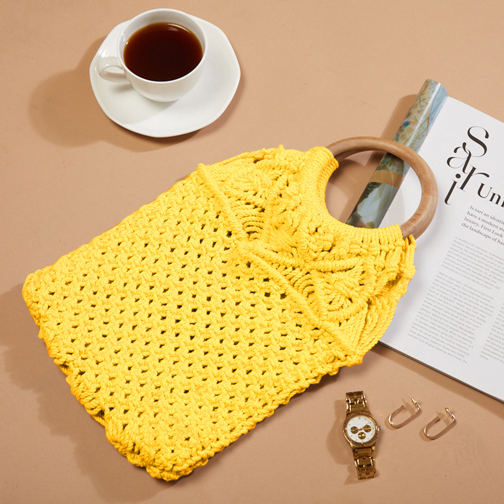 Yellow Macrame Yarn Tote bag