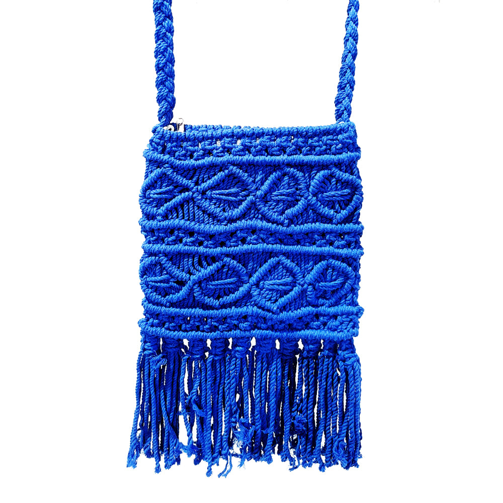 Blue Macrame Yarn Sling bag