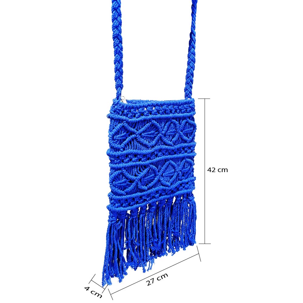 Blue Macrame Yarn Sling bag