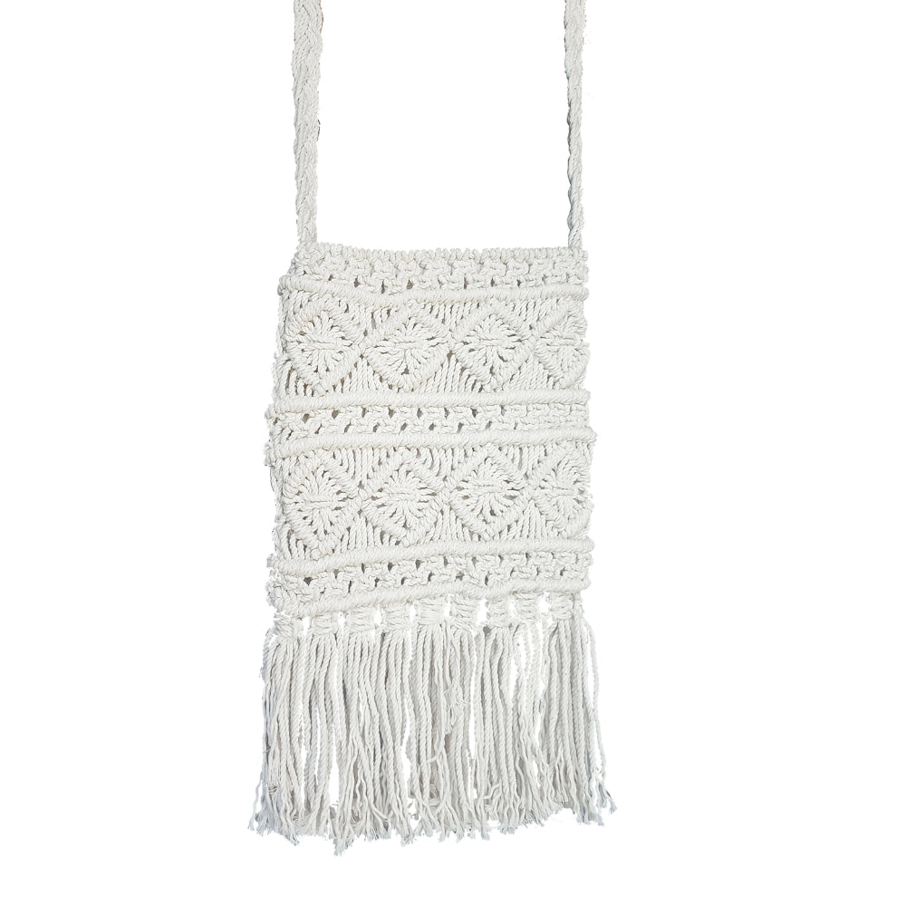 White Macrame Yarn Sling bag