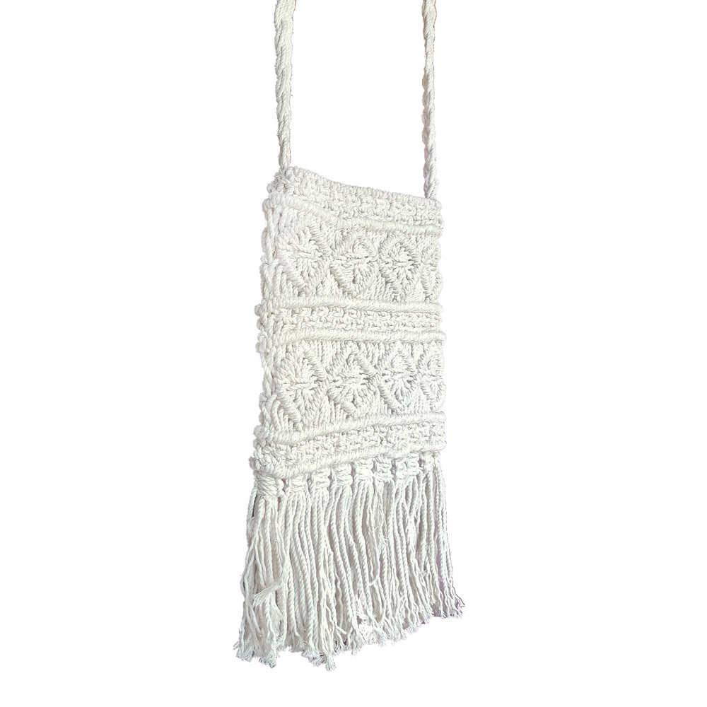 White Macrame Yarn Sling bag