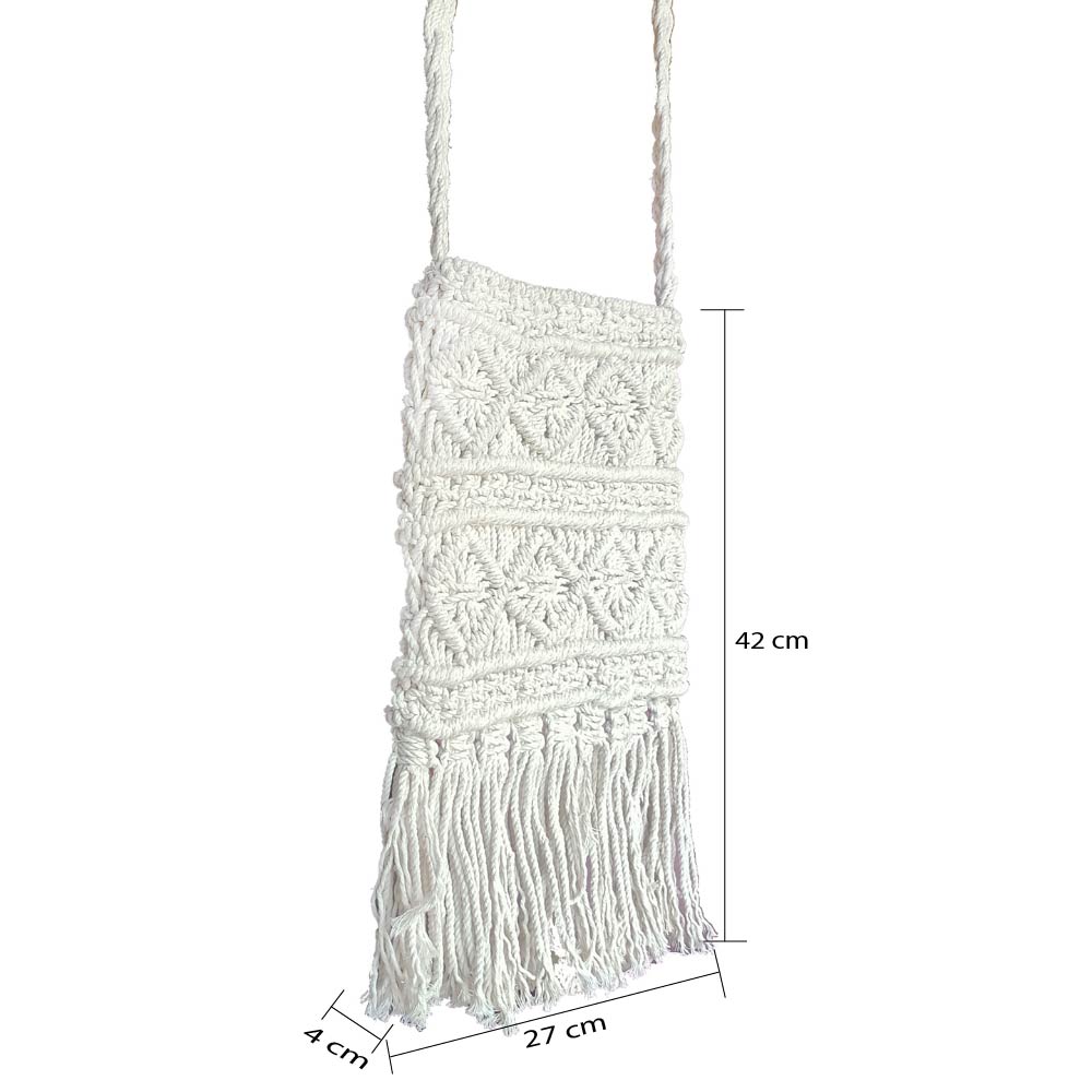 White Macrame Yarn Sling bag