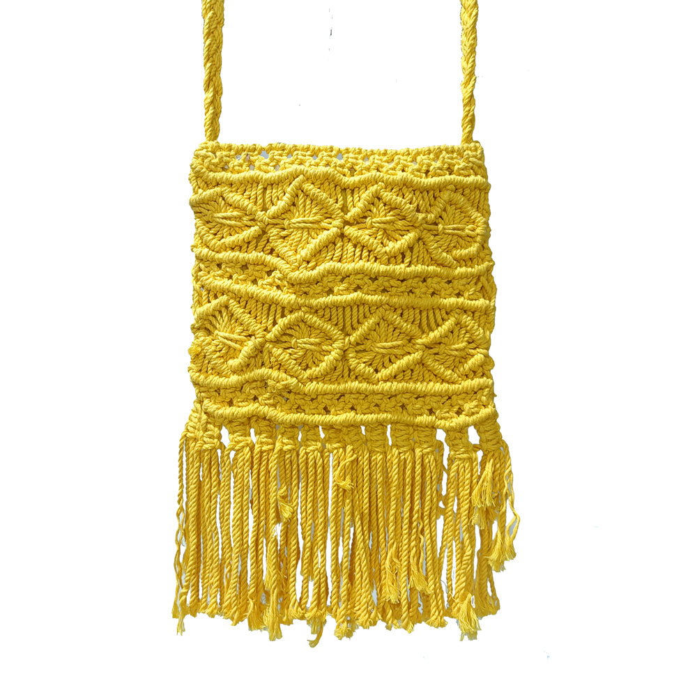 Yellow Macrame Yarn Sling bag