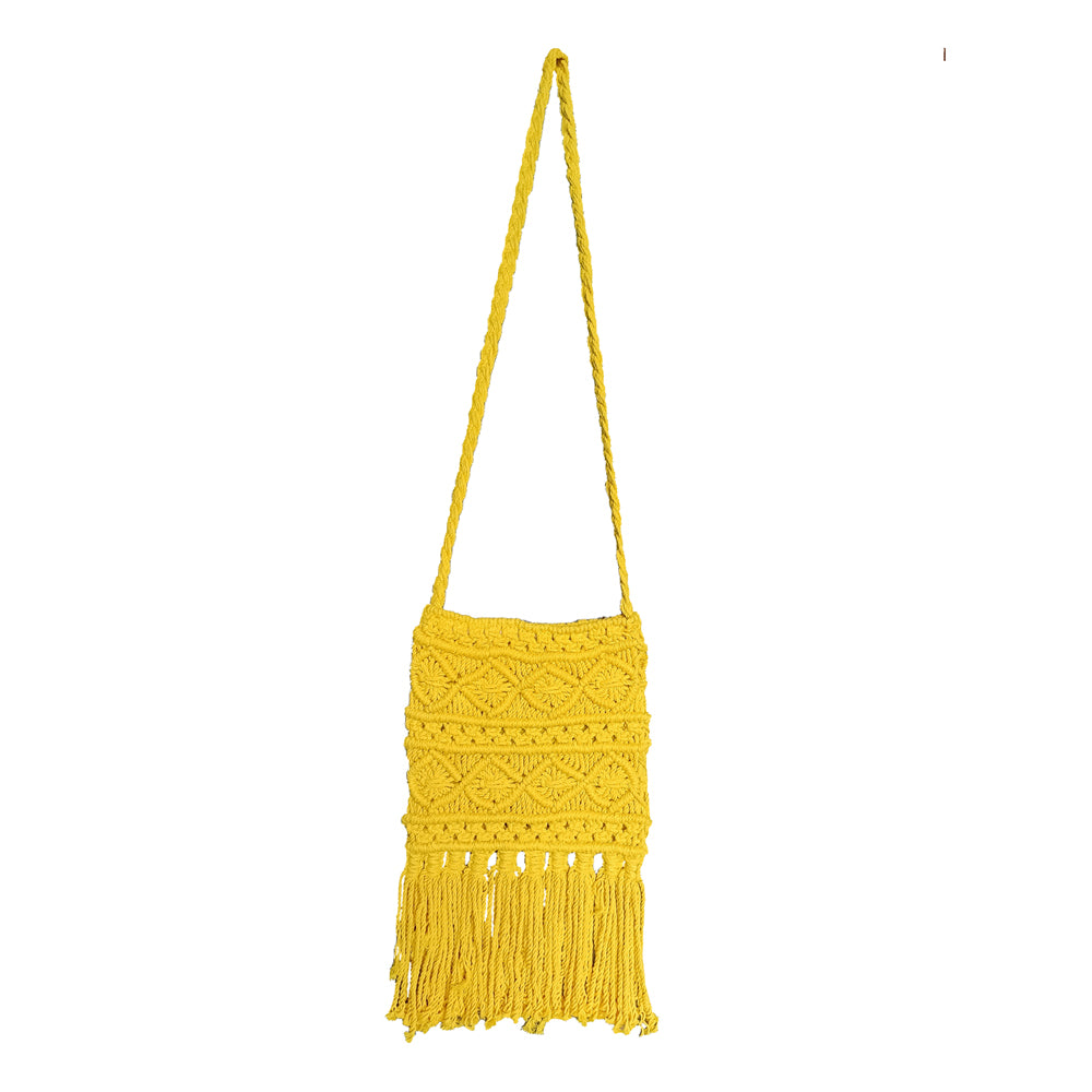 Yellow Macrame Yarn Sling bag