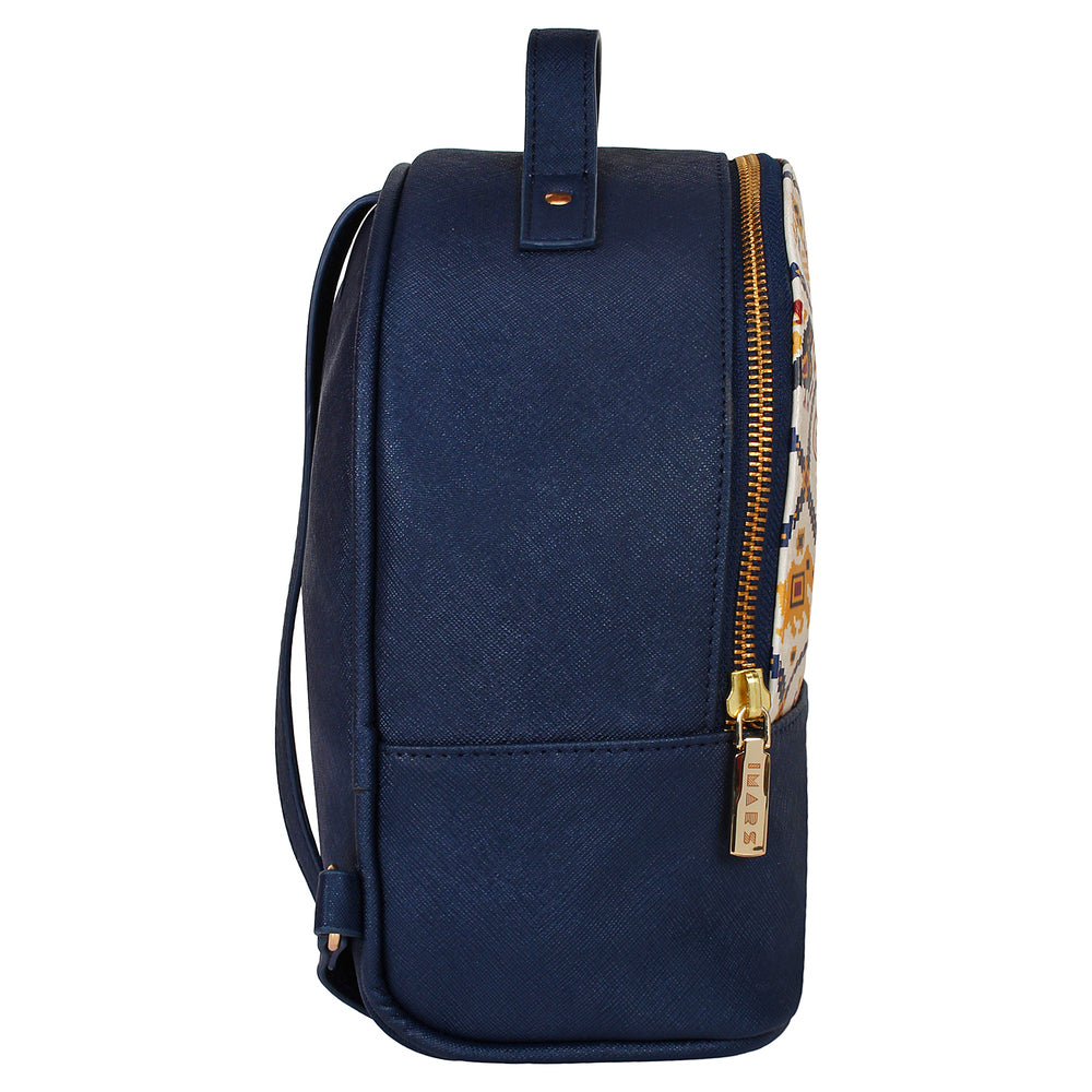 Blue Vegan Leather Backpack Bag