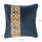 Blue Printed Vegan Leather Cushion Cover