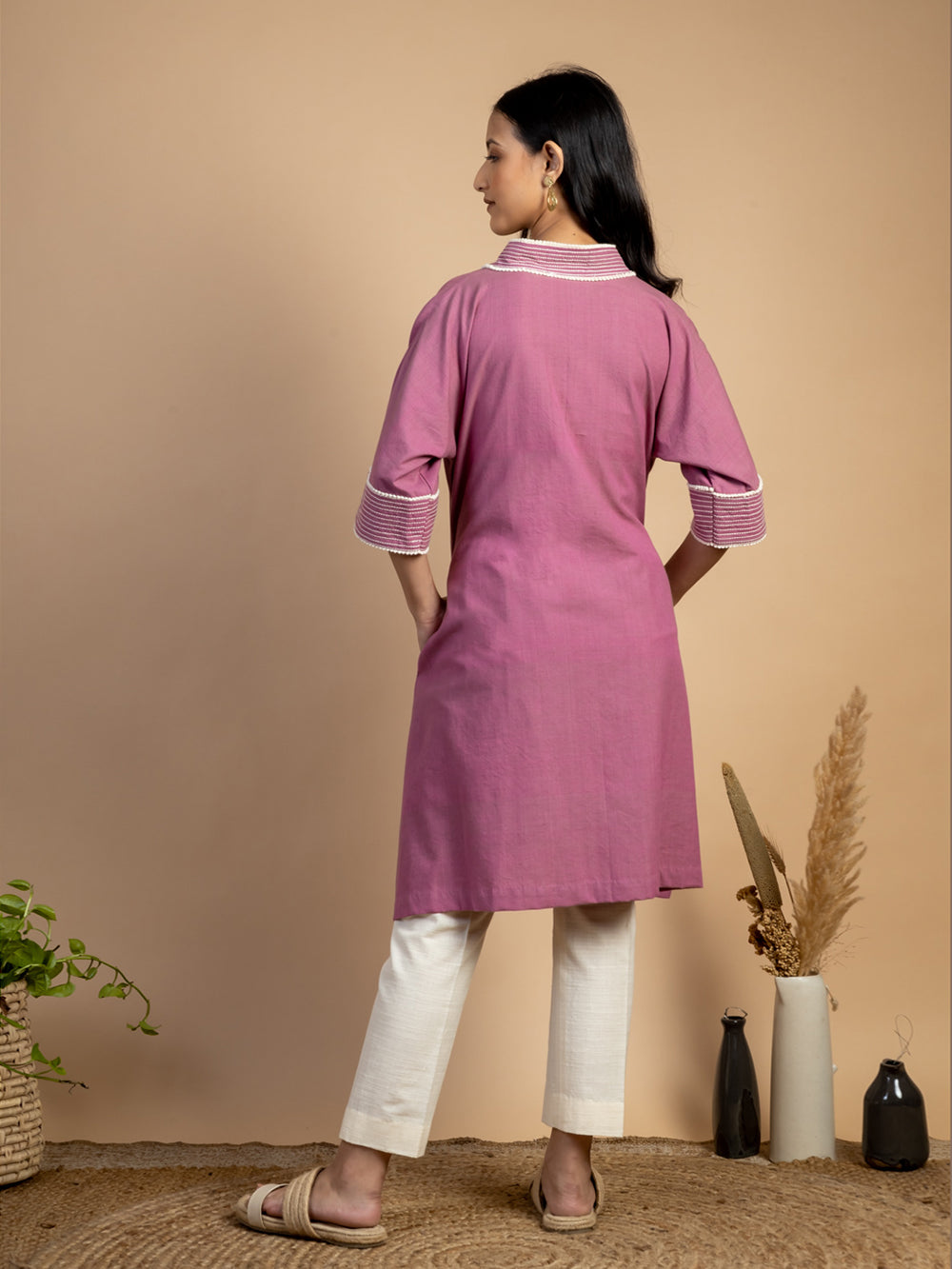 Magenta Pink Cotton Kurta