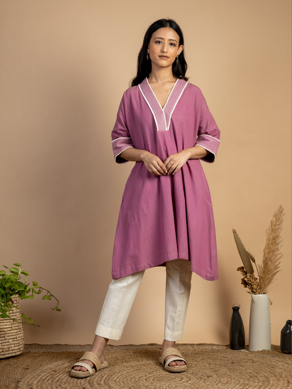 Magenta Pink Cotton Kurta