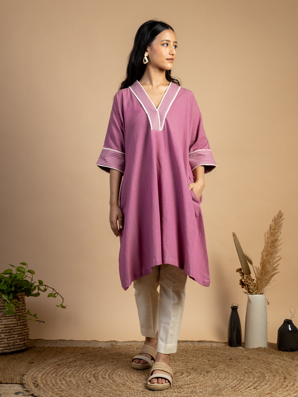 Magenta Pink Cotton Kurta