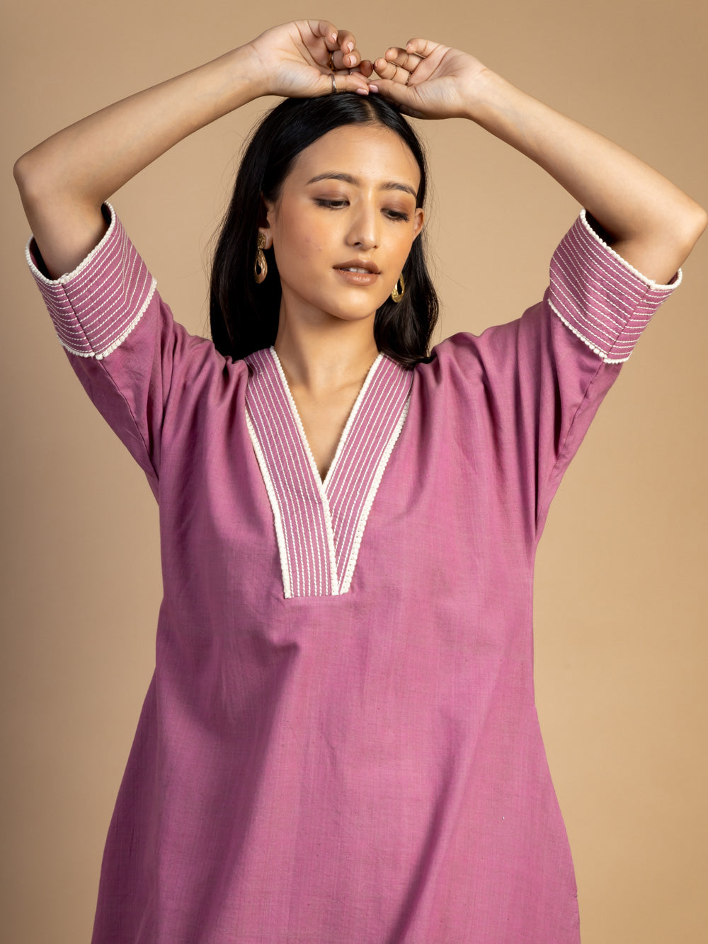 Magenta Pink Cotton Kurta