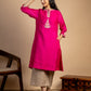 Magenta Embroidered Maheshwari silk Kurta