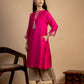 Magenta Embroidered Maheshwari silk Kurta