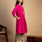 Magenta Embroidered Maheshwari silk Kurta