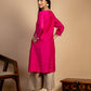 Magenta Embroidered Maheshwari silk Kurta