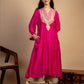 Magenta Embroidered Maheshwari Silk Kurta