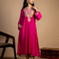 Magenta Embroidered Maheshwari Silk Kurta