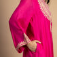 Magenta Embroidered Maheshwari Silk Kurta