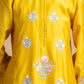 Yellow Embroidered Chanderi Kurta