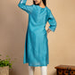 Turquoise Embroidered Chanderi Kurta