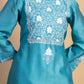 Turquoise Embroidered Chanderi Kurta