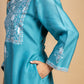 Turquoise Embroidered Chanderi Kurta