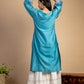 Turquoise Embroidered Chanderi Kurta