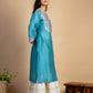 Turquoise Embroidered Chanderi Kurta