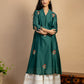 Bottle green Embroidered Chanderi Kurta