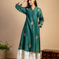 Bottle green Embroidered Chanderi Kurta