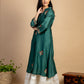 Bottle green Embroidered Chanderi Kurta