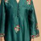 Bottle green Embroidered Chanderi Kurta