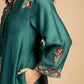 Bottle green Embroidered Chanderi Kurta