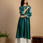 Bottle green Embroidered Chanderi Kurta