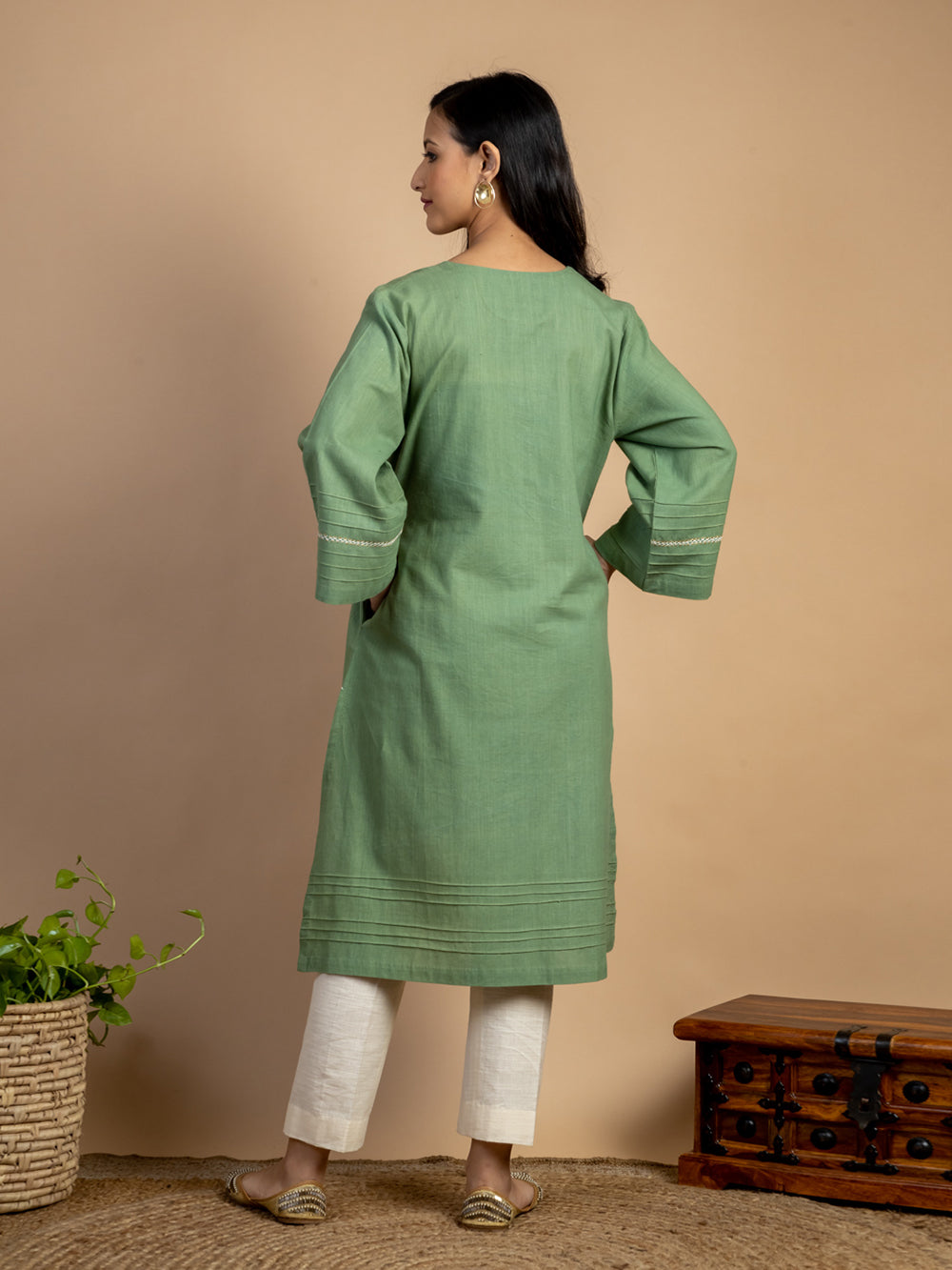 Green Handwoven Cotton Kurta