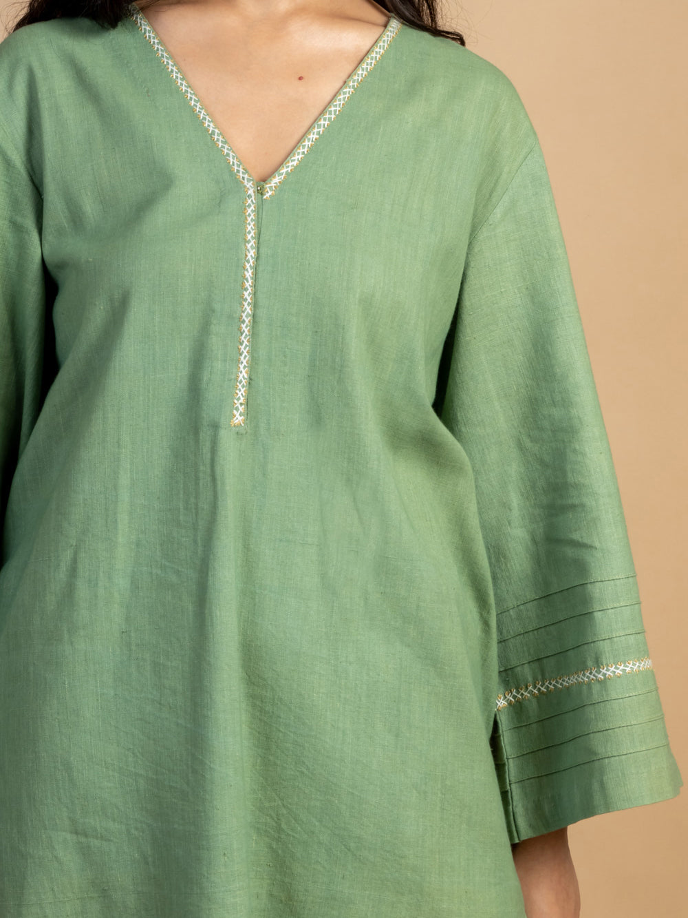 Green Handwoven Cotton Kurta